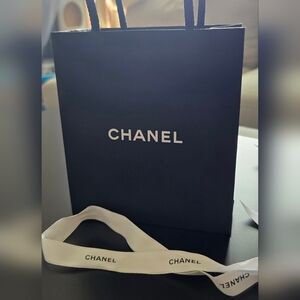 CHANEL Gift Black Bag with White Ribbon